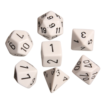 Opaque White and Black Dice Set - Rollespilsterninger - Chessex